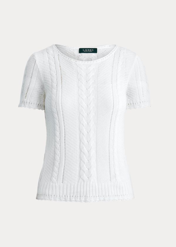 Ralph Lauren Cable-Knit Linen-Blend Svetrové Bílé | IzrfAthZ