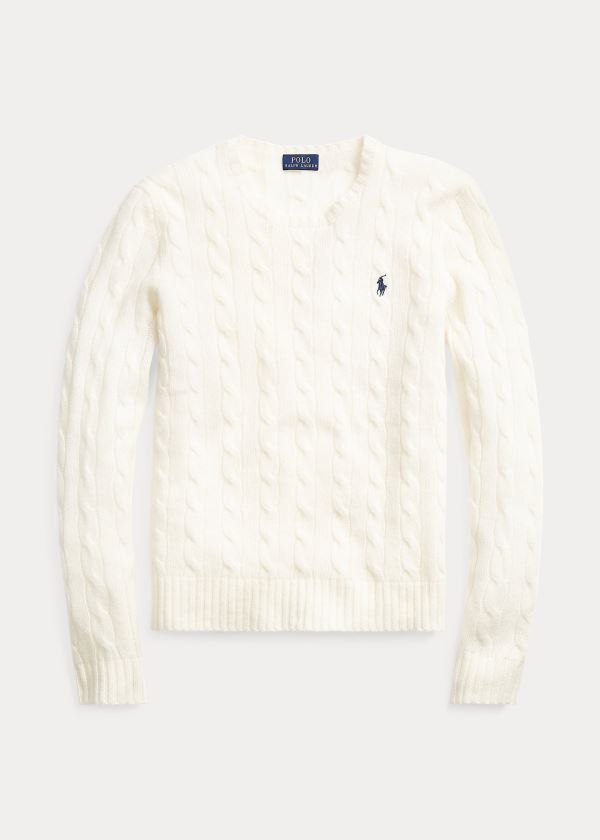 Ralph Lauren Cable Wool Crewneck Svetrové Krém | 7BT8smpv