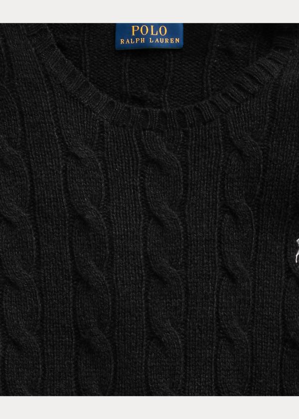 Ralph Lauren Cable Wool Crewneck Svetrové Černé | iojuX9SE