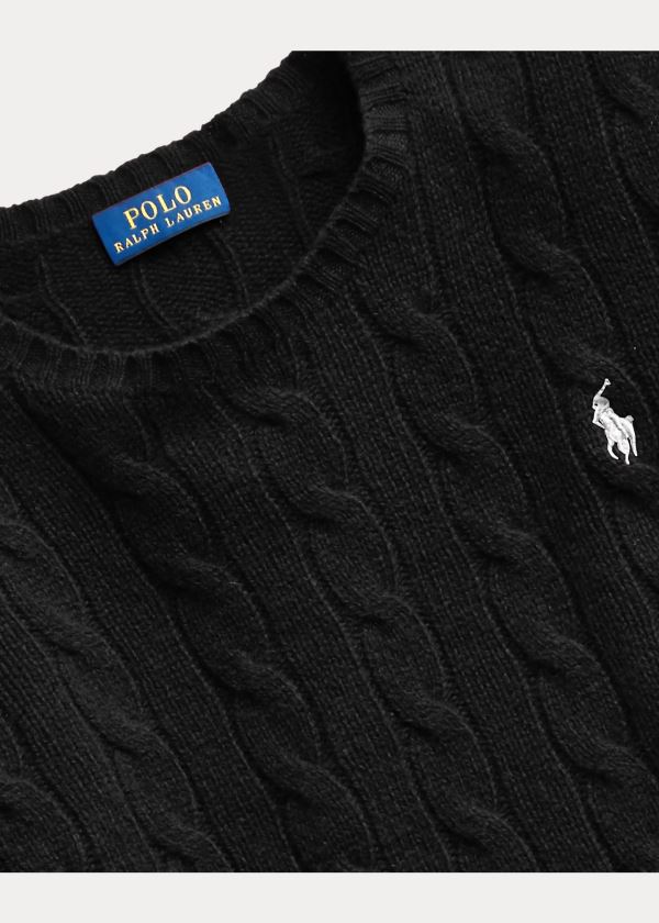 Ralph Lauren Cable Wool Crewneck Svetrové Černé | iojuX9SE