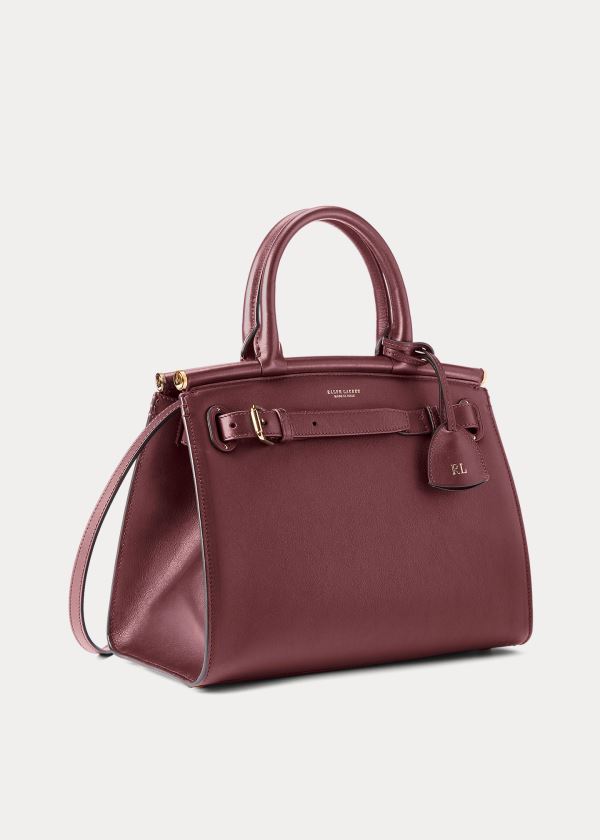 Ralph Lauren Calfskin Medium RL50 Handbag Vínové | 79qh7RSb