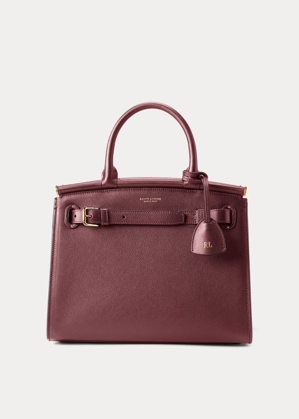 Ralph Lauren Calfskin Medium RL50 Handbag Vínové | 79qh7RSb