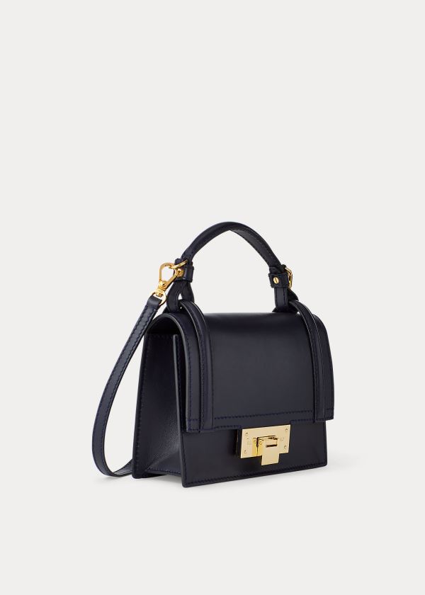 Ralph Lauren Calfskin Mini Hinge-Lock Bag Tmavě Blankyt | Vp8bVJMk