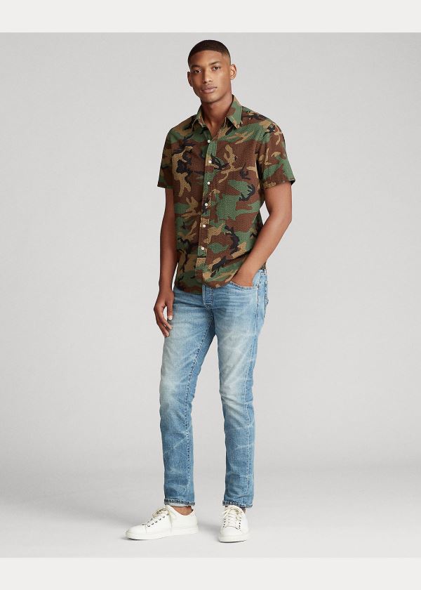 Ralph Lauren Camo-Print Seersucker Shirt Maskáčové | mwem33vU