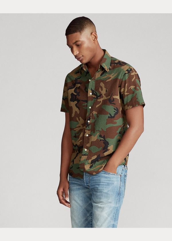 Ralph Lauren Camo-Print Seersucker Shirt Maskáčové | mwem33vU