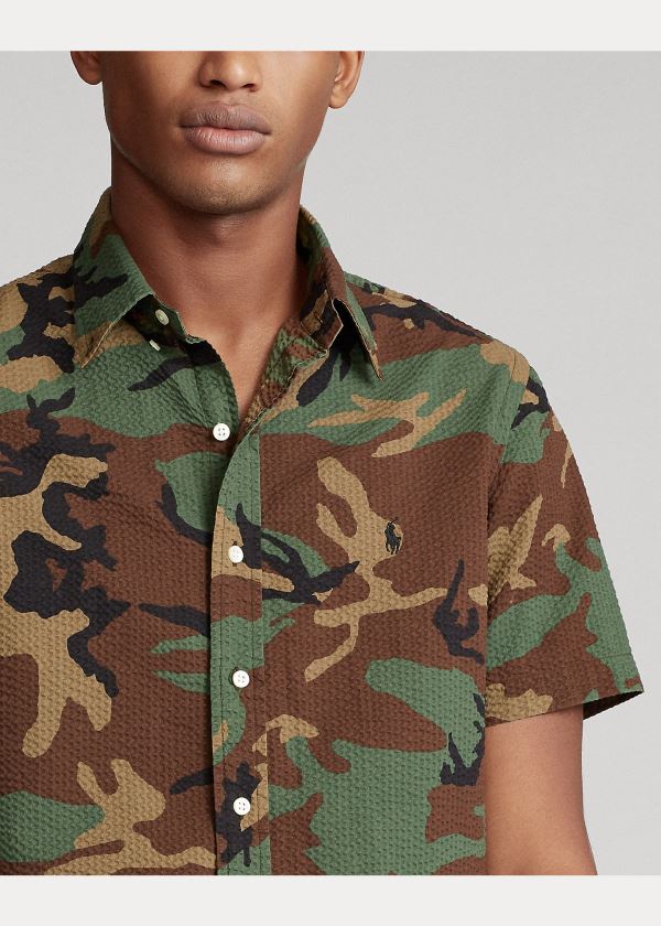 Ralph Lauren Camo-Print Seersucker Shirt Maskáčové | mwem33vU