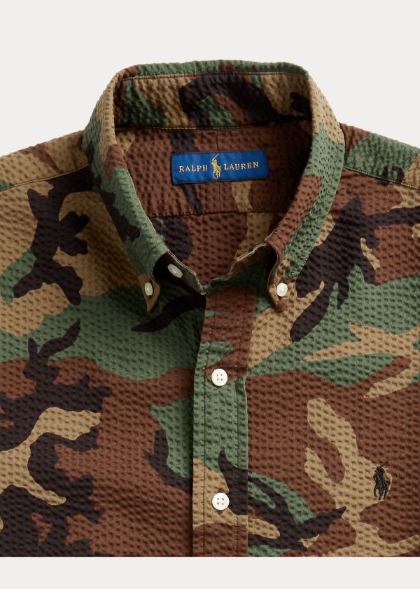 Ralph Lauren Camo-Print Seersucker Shirt Maskáčové | mwem33vU