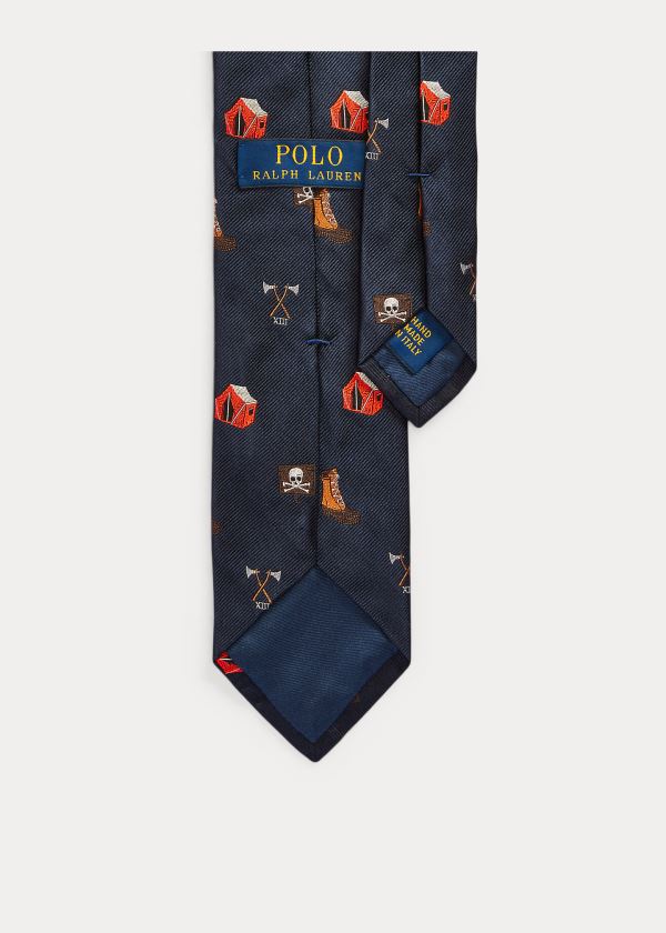 Ralph Lauren Camping Silk Narrow Tie Tmavě Blankyt | Vd01WJJb