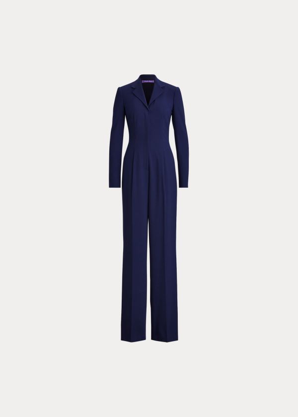 Ralph Lauren Carney Wool Crepe Jumpsuit Tmavě Blankyt | Hl8GWdIh