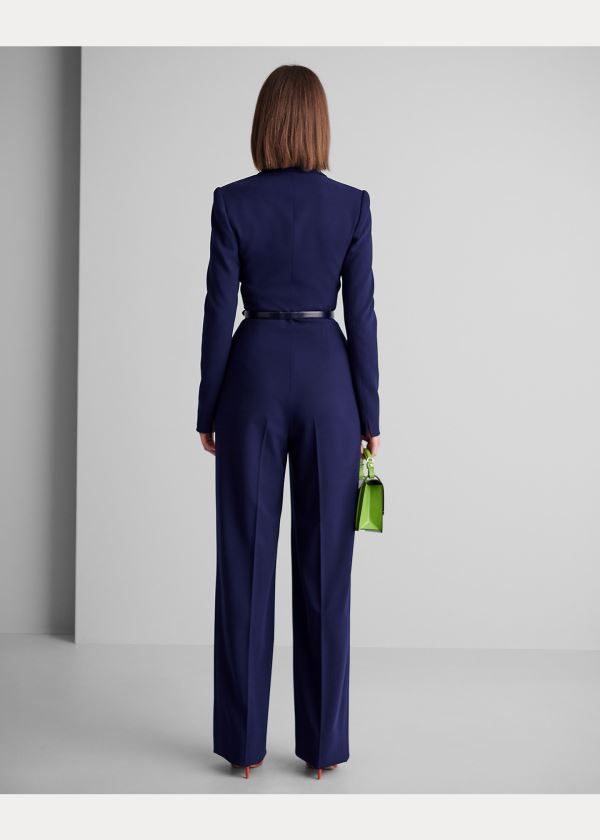 Ralph Lauren Carney Wool Crepe Jumpsuit Tmavě Blankyt | Hl8GWdIh