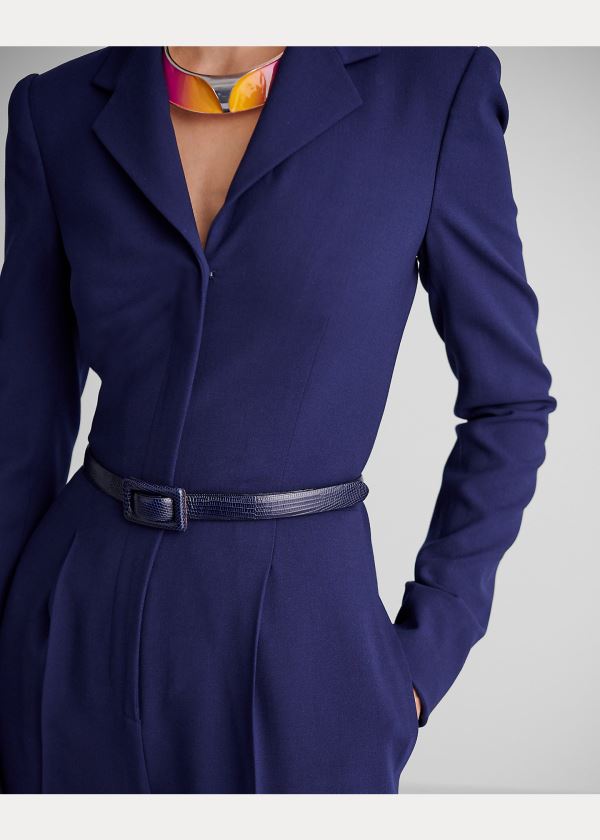 Ralph Lauren Carney Wool Crepe Jumpsuit Tmavě Blankyt | Hl8GWdIh