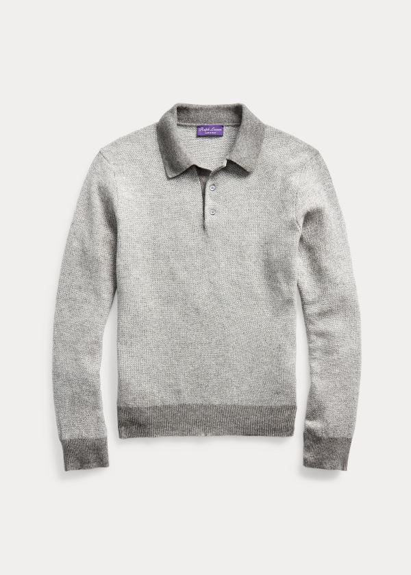 Ralph Lauren Cashmere Polo-Collar Svetrové Světle Šedé | ML5k5ld1