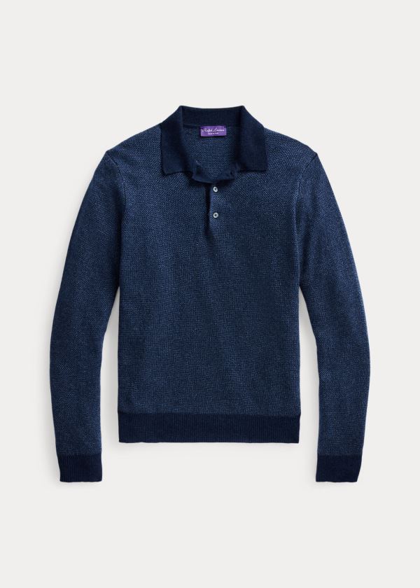 Ralph Lauren Cashmere Polo-Collar Svetrové Tmavě Blankyt | udNXK6gg