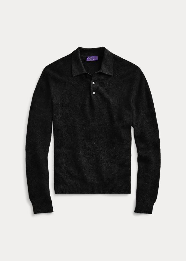 Ralph Lauren Cashmere Polo-Collar Svetrové Tmavě Šedé | yMdwdMCx