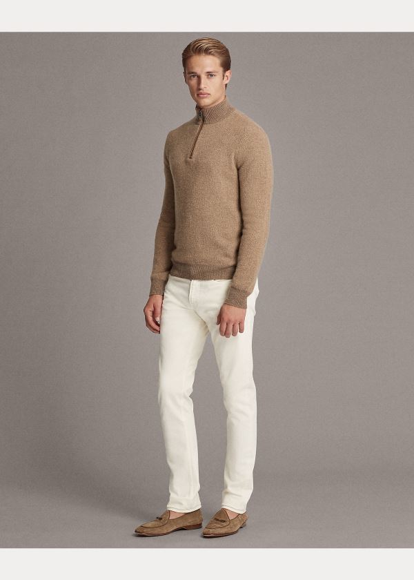 Ralph Lauren Cashmere Quarter-Zip Svetrové Hnědé | aC12VX0d