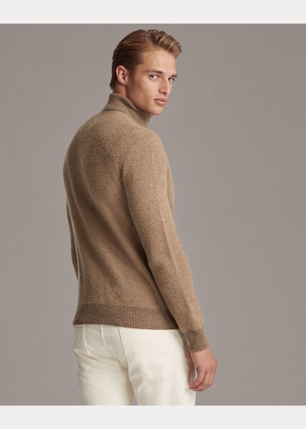 Ralph Lauren Cashmere Quarter-Zip Svetrové Hnědé | aC12VX0d