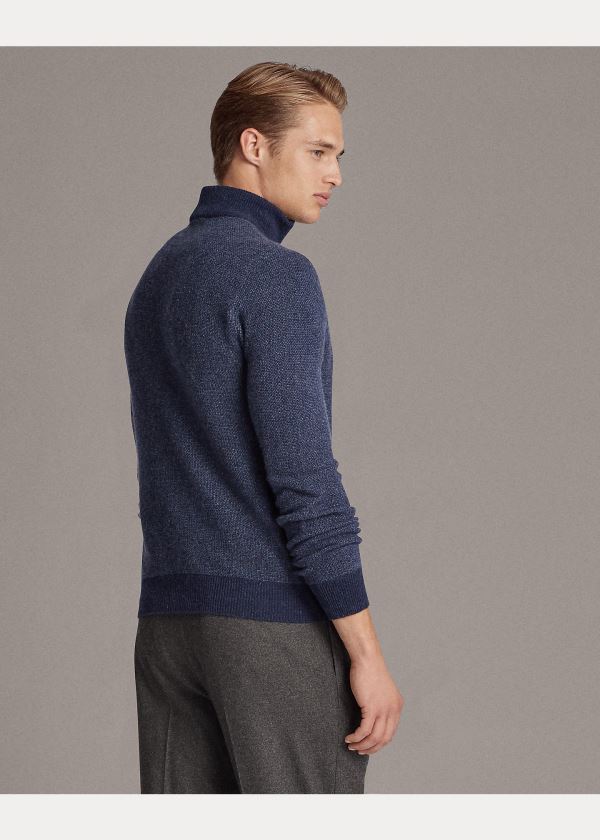 Ralph Lauren Cashmere Quarter-Zip Svetrové Tmavě Blankyt | o8S3xoWp