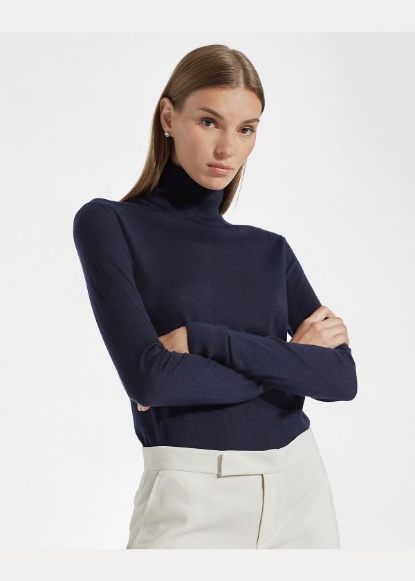 Ralph Lauren Cashmere Turtleneck Svetrové Tmavě Blankyt | 6Ra4sb6k