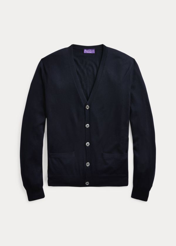 Ralph Lauren Cashmere V-Neck Cardigan Tmavě Blankyt | XSDgPWxp