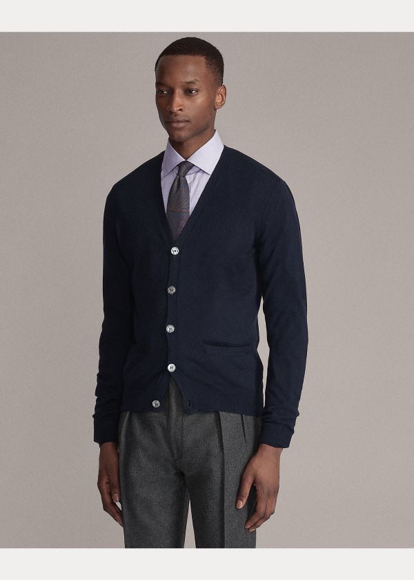 Ralph Lauren Cashmere V-Neck Cardigan Tmavě Blankyt | XSDgPWxp