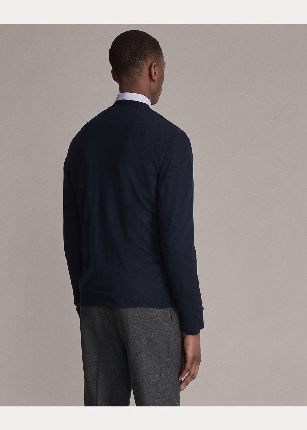 Ralph Lauren Cashmere V-Neck Cardigan Tmavě Blankyt | XSDgPWxp