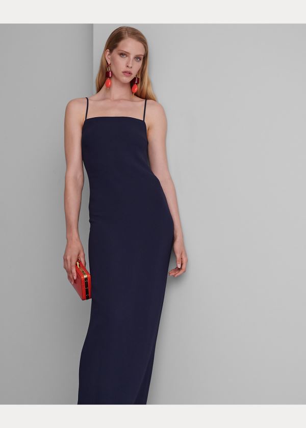 Ralph Lauren Cayson Stretch Cady Gown Tmavě Tmavě Blankyt | ZGdMWRiV