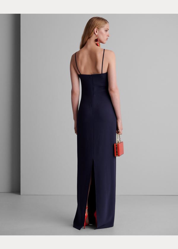 Ralph Lauren Cayson Stretch Cady Gown Tmavě Tmavě Blankyt | ZGdMWRiV