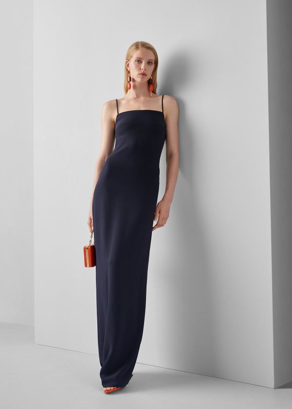 Ralph Lauren Cayson Stretch Cady Gown Tmavě Tmavě Blankyt | ZGdMWRiV