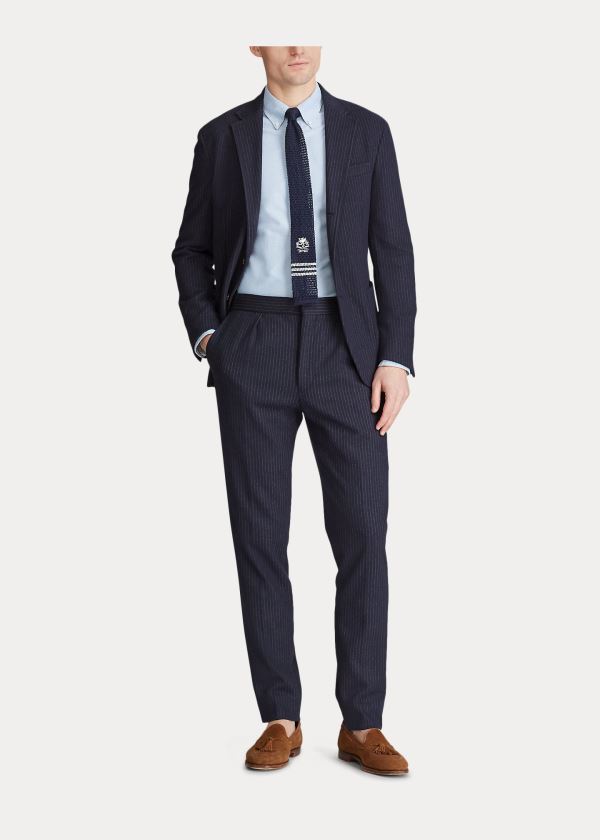 Ralph Lauren Chalk-Stripe Jersey Trouser Tmavě Blankyt | kDDBG4d8