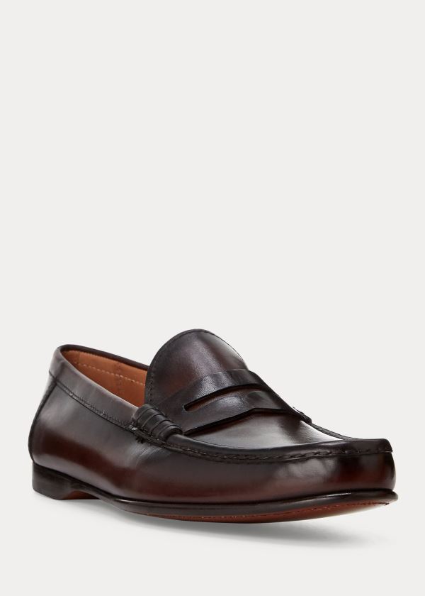 Ralph Lauren Chalmers Calfskin Penny Loafer Tmavě Hnědé | aEj0mPJ2