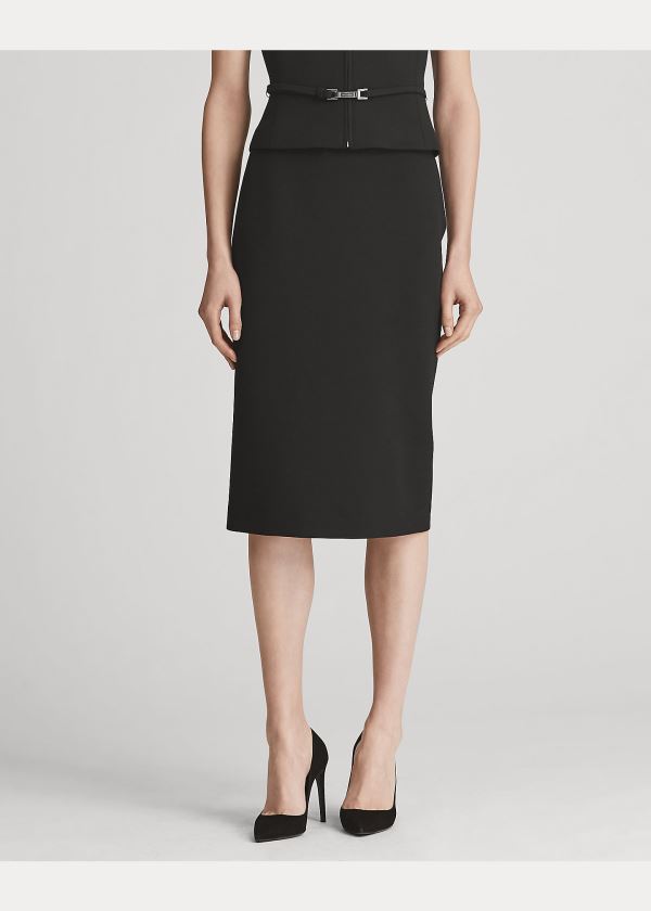 Ralph Lauren Cindy Stretch Wool Crepe Skirt Černé | Etjn7X12