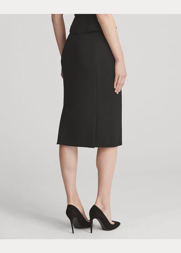 Ralph Lauren Cindy Stretch Wool Crepe Skirt Černé | Etjn7X12