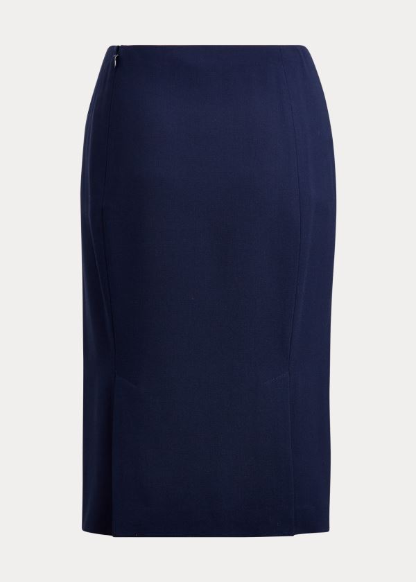 Ralph Lauren Cindy Stretch Wool Crepe Skirt Tmavě Blankyt | VTPQVydc