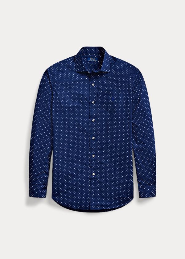 Ralph Lauren Classic Fit Dot Poplin Shirt Tmavě Blankyt Bílé | hr1GraE0