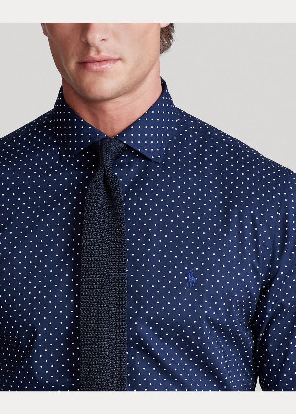 Ralph Lauren Classic Fit Dot Poplin Shirt Tmavě Blankyt Bílé | hr1GraE0