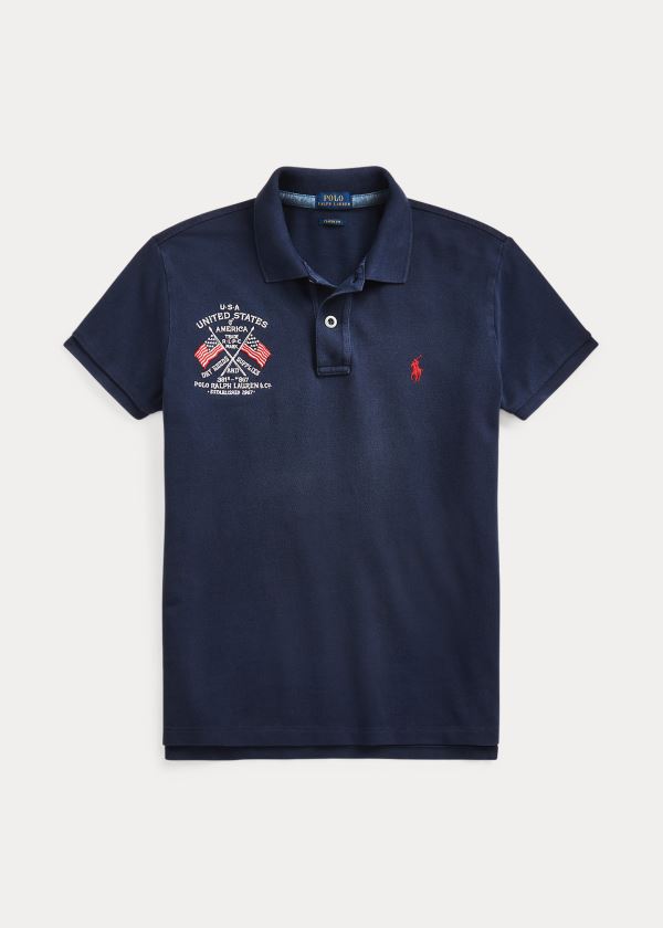 Ralph Lauren Classic Fit Eagle Polo Shirt Tmavě Blankyt | xD8DvkHA