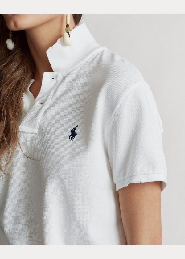 Ralph Lauren Classic Fit Frayed Polo Shirt Bílé | PRHSKDPR