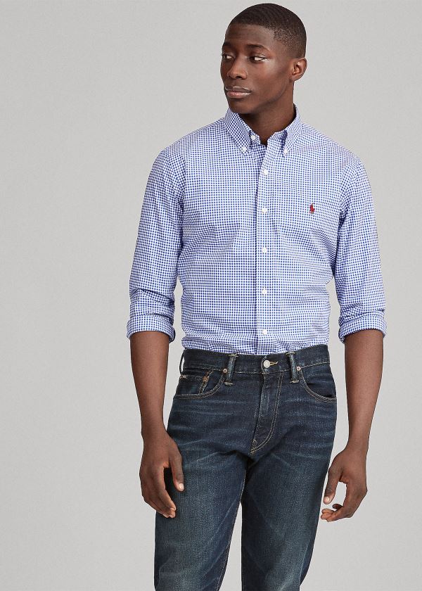 Ralph Lauren Classic Fit Gingham Shirt Královská Modrá Blankyt Bílé | 4ihRxVxp