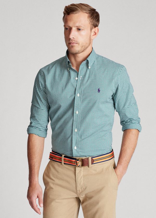 Ralph Lauren Classic Fit Gingham Shirt Zelene Bílé | qd1G3Cwf