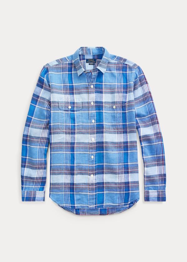 Ralph Lauren Classic Fit Plaid Linen Shirt Blankyt Červené Bílé Viacfarebný | 0zb7eDGA