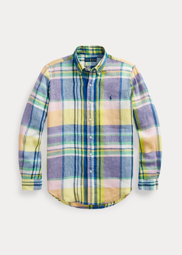 Ralph Lauren Classic Fit Plaid Linen Shirt Fialové Blankyt Viacfarebný | 6W7RtIFa