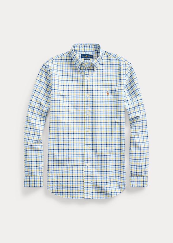 Ralph Lauren Classic Fit Plaid Oxford Shirt Žluté Tmavě Blankyt Viacfarebný | KRBX17ZR