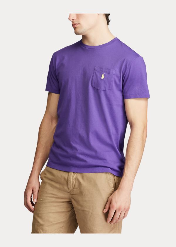 Ralph Lauren Classic Fit Pocket T-Shirt Fialové | 6NrizFvH