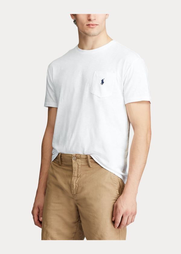 Ralph Lauren Classic Fit Pocket T-Shirt Bílé | bsx5D3kK