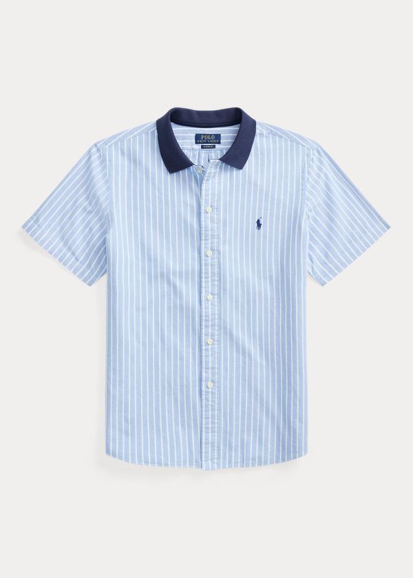 Ralph Lauren Classic Fit Polo-Collar Oxford Blankyt Bílé | EZ5s3mhs