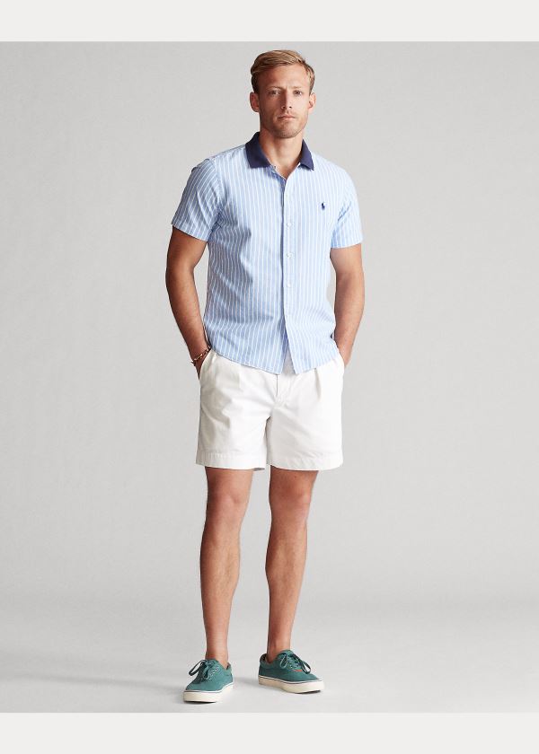 Ralph Lauren Classic Fit Polo-Collar Oxford Blankyt Bílé | EZ5s3mhs