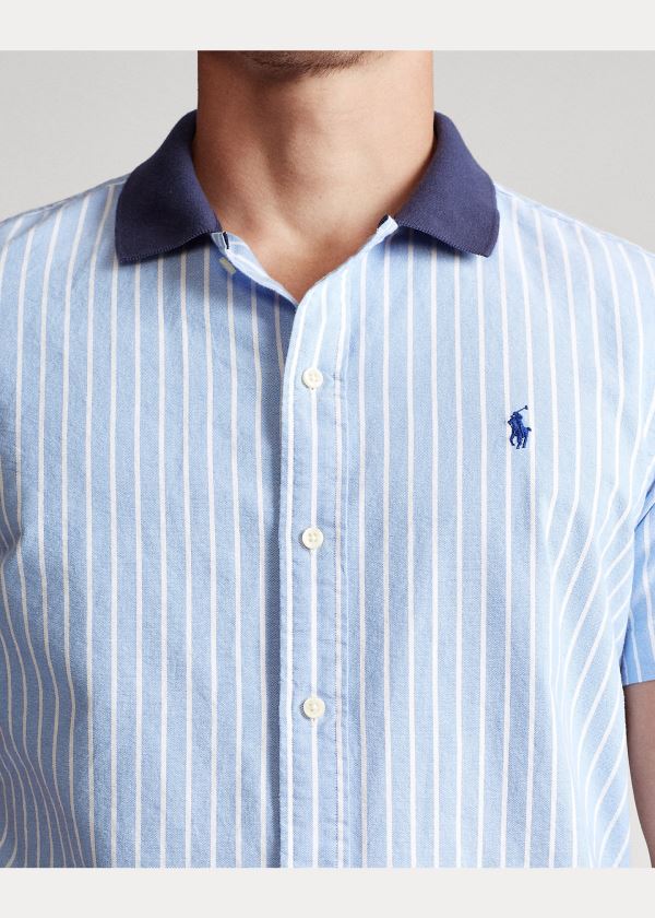 Ralph Lauren Classic Fit Polo-Collar Oxford Blankyt Bílé | EZ5s3mhs