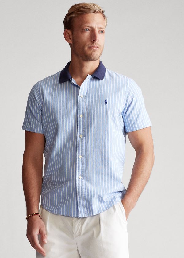 Ralph Lauren Classic Fit Polo-Collar Oxford Blankyt Bílé | EZ5s3mhs