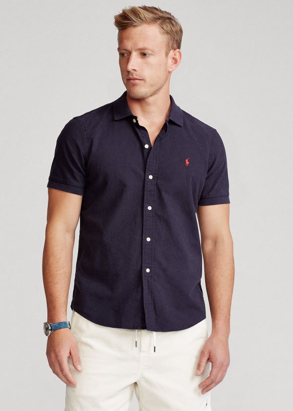 Ralph Lauren Classic Fit Polo-Collar Oxford Tmavě Blankyt | Zs0ymGwF