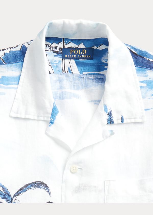 Ralph Lauren Classic Fit Print Linen Shirt Bílé Viacfarebný | Glj1BA5g